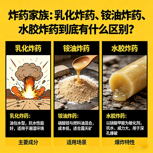 岳麓炸药家族：乳化炸药、铵油炸药、水胶炸药到底有什么区别？